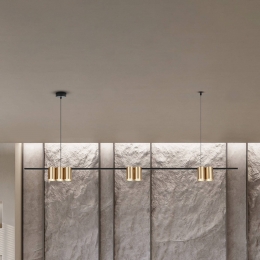 Eko-LightHanglampGenesisaluminiumzwartgoud7xGU10lengte150cm