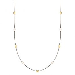 YokoamiiKettingvanverguldmessingmetParelsynth