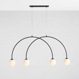 ALDEXHanglampAlisonzwartwit4-lampsboog129cm