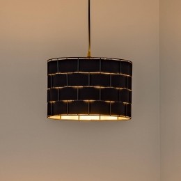 HELAMHanglampAtlantazwart30cmtextielE27