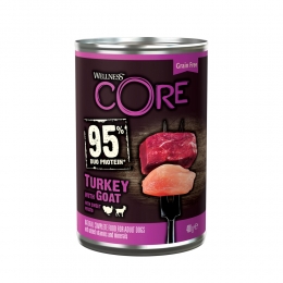 6xWellnessCoreHondenvoerBlikKalkoen-Geit-ZoeteAardappel400gr