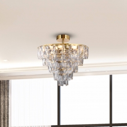 Eko-LightPlafondlampChelseametaalgoudkleurigglaskristallen50cm