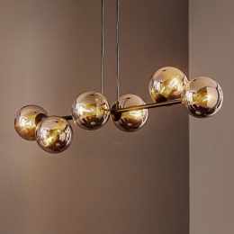 EMIBIGLIGHTINGHanglampGlassy6-lampszwartgrafietglas110cm