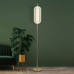 SearchlightCapsuleLEDvloerlampmessingkleurigijzeracryl