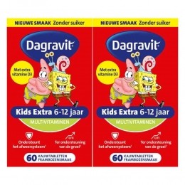 GratisVerzending2xDagravitMultivitamineKidsExtra6-12JaarSpongebob60kauwtabletten