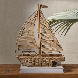 RiviraMaisonOrnamentRusticRattanSailboatRattanPitriet-Naturel