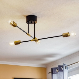 LuminexPlafondlampIliazwartgoud4-lamps