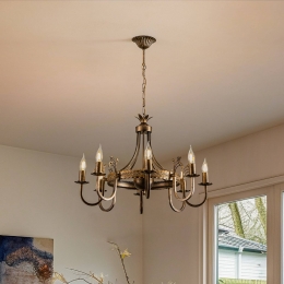 JupiterKroonluchterCastledonkermetdehandgepatineerd8-lamps