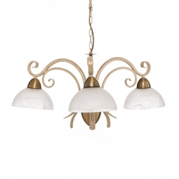 LuminexKroonluchterFloradrieglazenkappenwitmessing