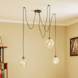 EMIBIGLIGHTINGHanglampStarlaglasamber3-lampsdecentrale