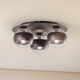 EMIBIGLIGHTINGPlafondlampKenzorondzwarthelder3-lamps