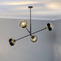 EMIBIGLIGHTINGPlafondlampLineairzwarthelder4-lamps