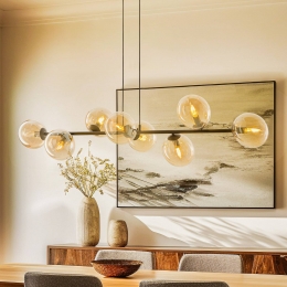 EMIBIGLIGHTINGHanglampGlassy8-lampszwartamberglasE14