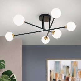 ORIONPlafondlampSnowwhitemetframe6-lampszwart