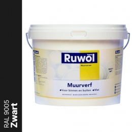 RuwolMuurverfbinnenenbuitenMatZwartRAL90055liter