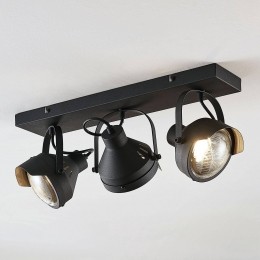 LindbyplafondspotHenega52cmzwart3-lamps
