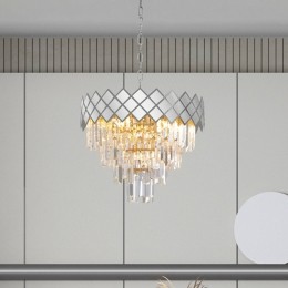 Eko-LightHanglampCarismametaalchroomkleurigeglaskristallen50cm