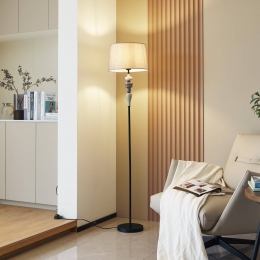 LindbyHaldorinvloerlampgrijszwarttextiel157cm