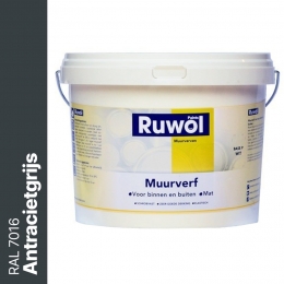 RuwolMuurverfbinnenenbuitenMatAntracietgrijsRAL70165liter
