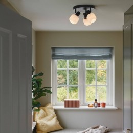 NordluxMilfordMiniplafondlamp3-lampszwartgeribbeldglas