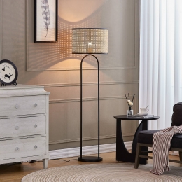 LindbyvloerlampYaelle146cmhoogrotanzwartE27