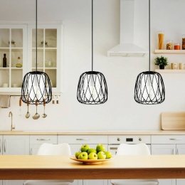 EGLOHanglampFlorestazwartlengte89cmstaalglas3-lamps