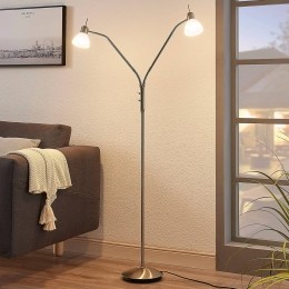 LindbyvloerlampGwendolin160cmnikkelkleurig2-lamps