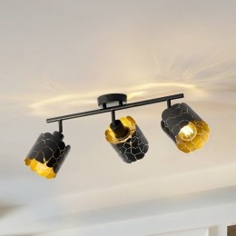 LindbyplafondlampAralenazwartgoud3-lampslengte70cm