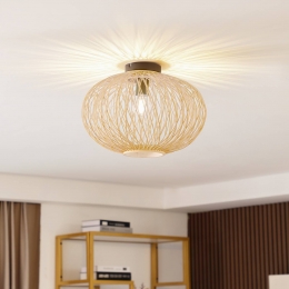 LindbySolviraplafondlampbamboevlechtwerkrond