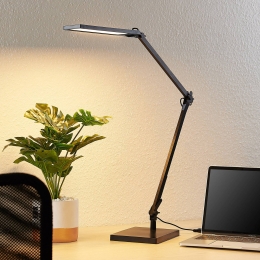 LindbyLEDbureaulampAntisazwartCCTdimbaar