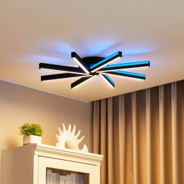 LucandeSmartLEDplafondlampTjado70cmzwartRGBW