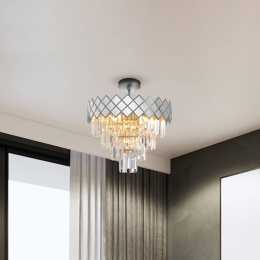 Eko-LightPlafondlampCarismametaalchroomkleurigeglazenkristallen50cm