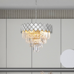 Eko-LightHanglampCarismametaalchroomkleurigeglaskristallen50cm