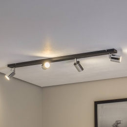 HELAMPlafondlampTuneIIzwartchroommetaal4-lampslangwerpig