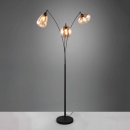 TrioLightingVloerlampLUMINA3-lampszwartoranjeglas