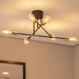 LuminexPlafondlampIliazwartgoud6-lamps