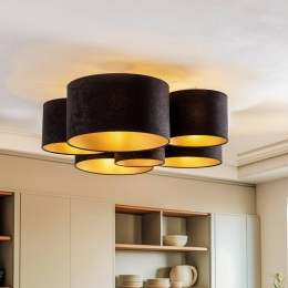 EulunaLodgeplafondlamp6-lampszwartgoud