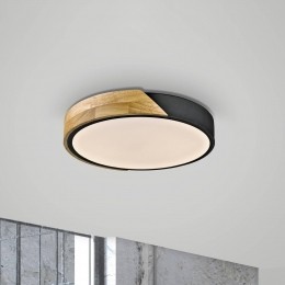 JUSTLIGHTGmbHJUSTLIGHTBilaplafondlampzwart32cmhout