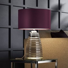 QuintiesseTafellampMilneglazenvoetstoffenkapaubergine