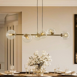 EMIBIGLIGHTINGHanglampGlassy6-lampszwarthelderglas110cm