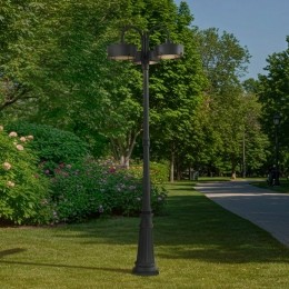 PriosLEDbuitenlampThorus204cmzwart3-lampsIP44