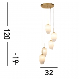 SearchlightRockyhanglamp5-lampsrondmessingkleurigstaalglas