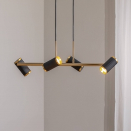 LuceaHanglampLumenzwartgoudantieklengte66cm4-lampsmetaal