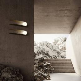 FabbianCometwandlampgoudkleurigmetaalglasG9