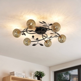 LucandeplafondlampEvory69cm6-lampszwartgoudG9