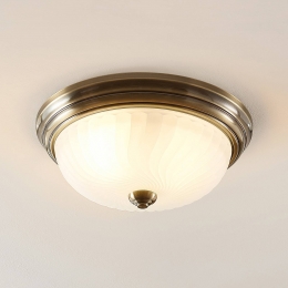 LindbyplafondlampPakkamessingkleurigglas31cmE27