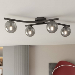 EMIBIGLIGHTINGOPUSplafondlamplengte84cmrookgrijszwart4-lamps