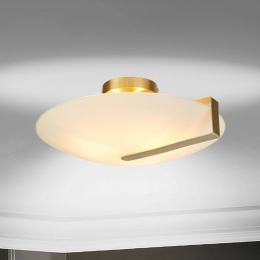 SearchlightZonnewijzerplafondlampgoudopaalwitstaalglasE27