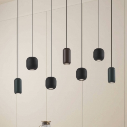 LucandehanglampNarionlineairzwartbruingroen7-lamps