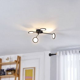 LindbyplafondlampManelzwartijzer60cmlang